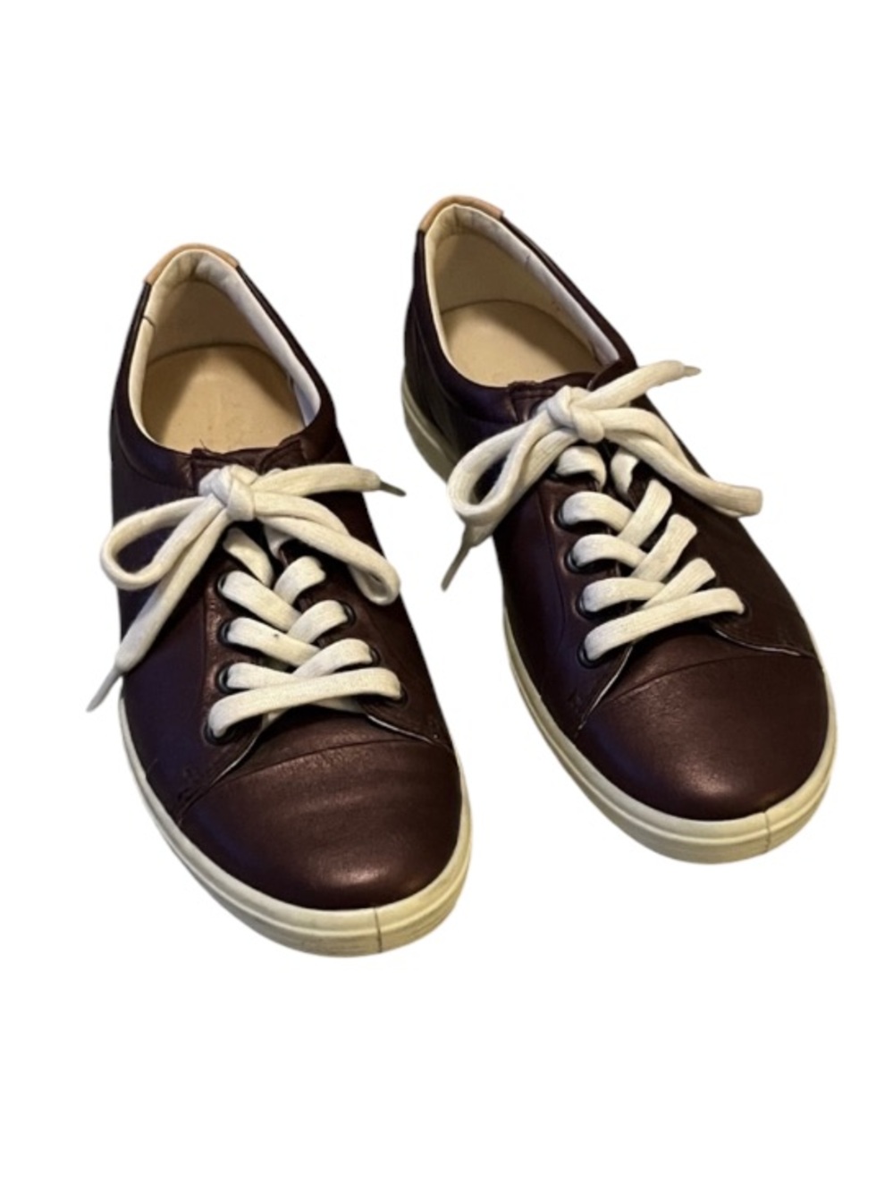 ECCO Soft 7 Metallic Bronze Brown Oxblood Leather Low Top Lace Up Sneakers